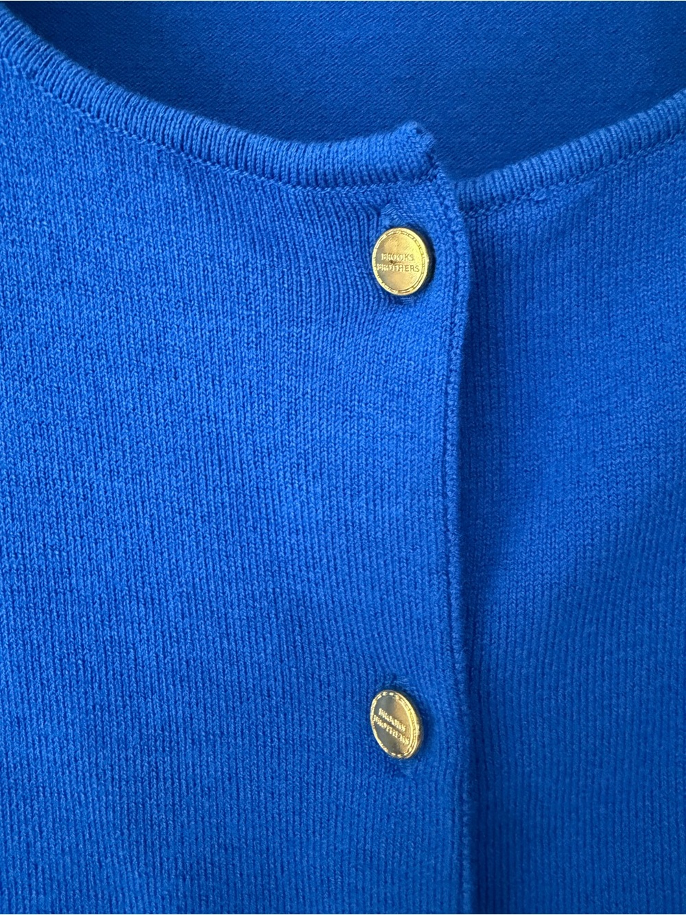 Brooks Brothers Vivid Blue Crewneck Cardigan with Gold Buttons - Picture 3 of 3